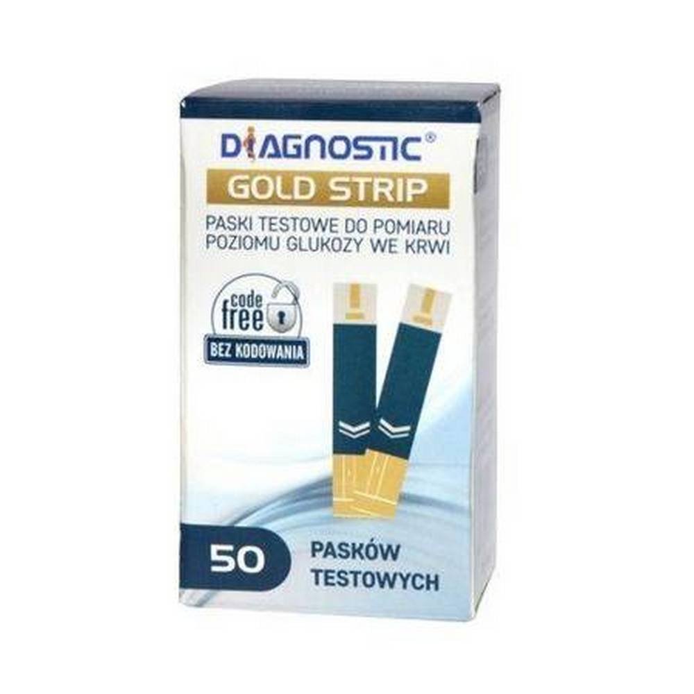 diagnostic gold strip 50 diagnosis sa Bandelette de diagnostic en or, bandelettes de test pour déterminer le niveau de glucose dans le sang.