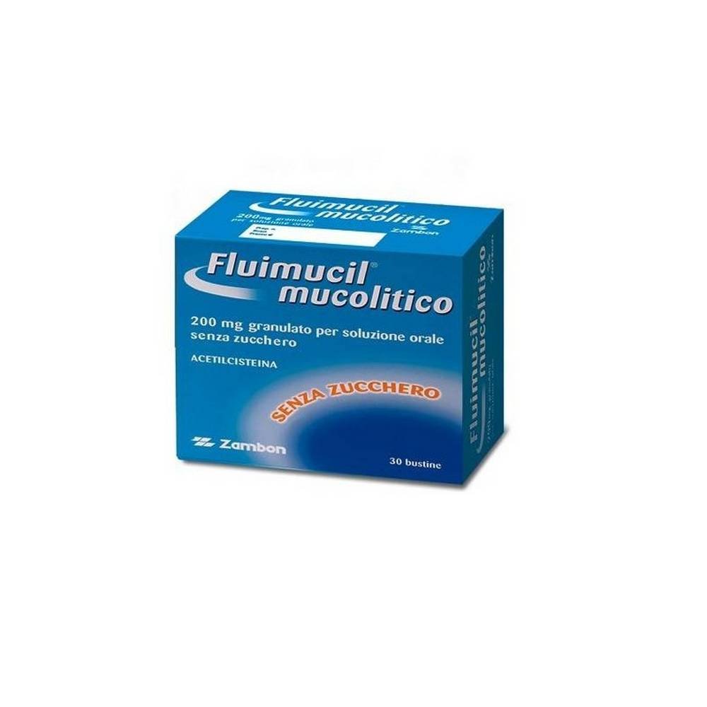 fluimucil mucolitico 30 200 mg zambon italia srl Mucolytic oral solution Fluimucil 30 sachets without sugar 200 mg, Mucolytique solution buvable Fluimucil 30 sachets sans sucre 200 mg
