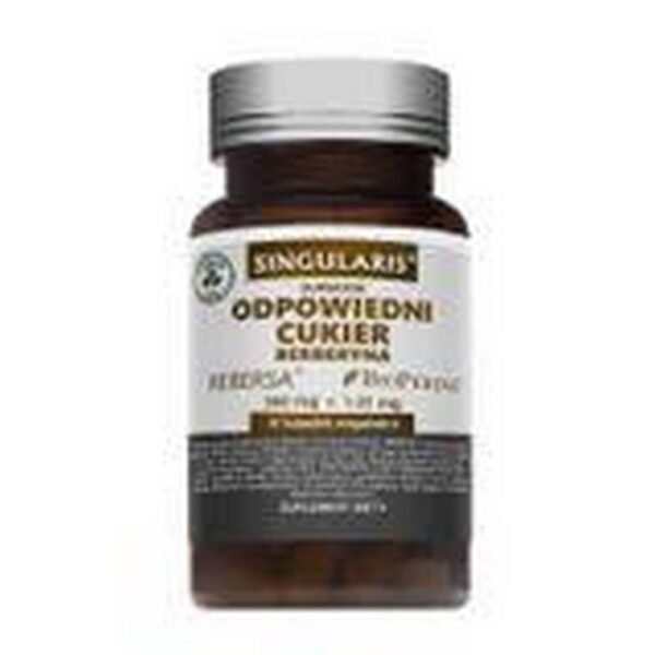 Singularis® Superior Fit Sugar is a dietary supplement containing the patented Rebersa® barberry root extract standardized to contain 99.8% berberine. Each veggie capsule contains 500mg of barberry extract supplemented with 1.05mg of BioPerine® i.e. black pepper extract standardized to 95% piperine. The vegan formula is suitable for supplementing the diet of adults with valuable ingredients of natural origin.