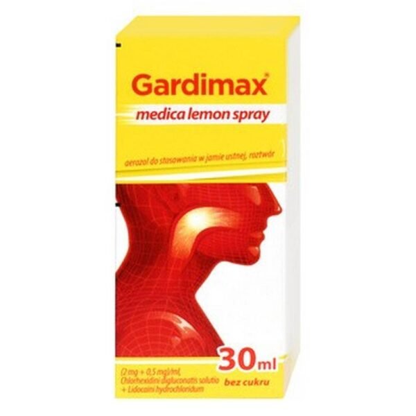 GARDIMAX MEDICA LEMON SPRAY es una preparación compleja destinada al alivio del dolor asociado con la inflamación o irritación durante la inflamación de la boca y la garganta.