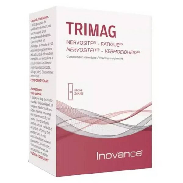 Inovance Trimag 10 стиков - это пищевая добавка на основе витамина В6, магния и рисовых протеинов.