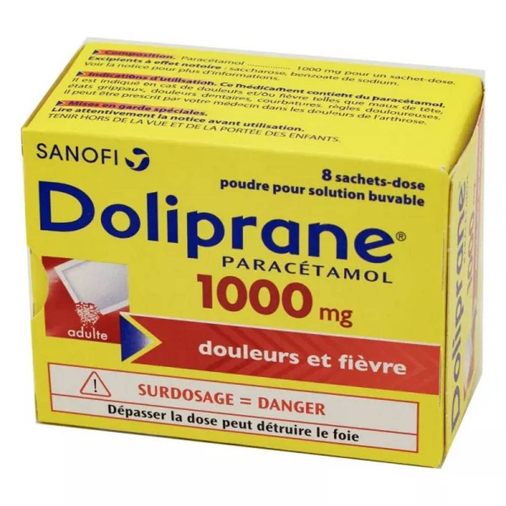 doliprane 1000 mg powder 8 Pain and fever - Adults and adolescents >50kg