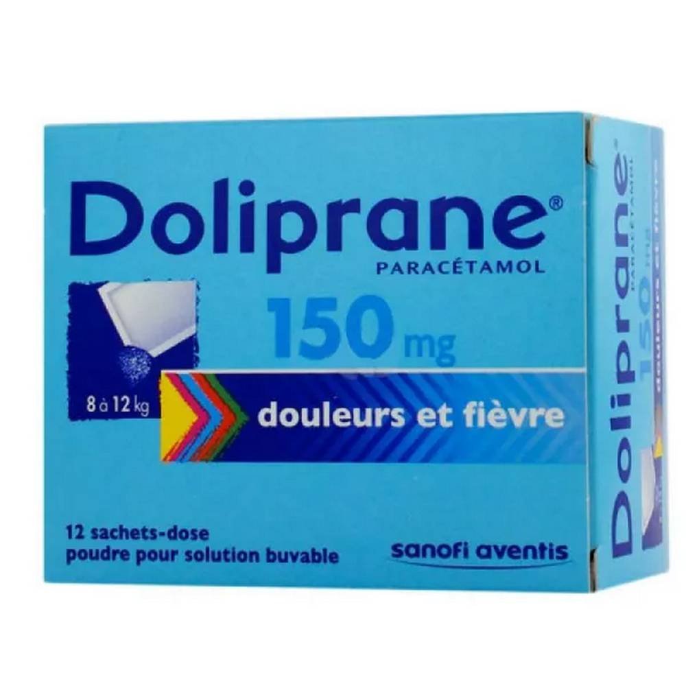 doliprane 150 mg sachets 12 Pain and fever - Orange aroma - Children and infants from 8 to 30 kg