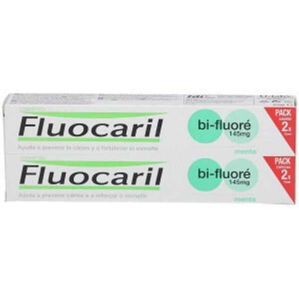 Fluocaril Bifluore Menta is a toothpaste that contains two types of fluoride