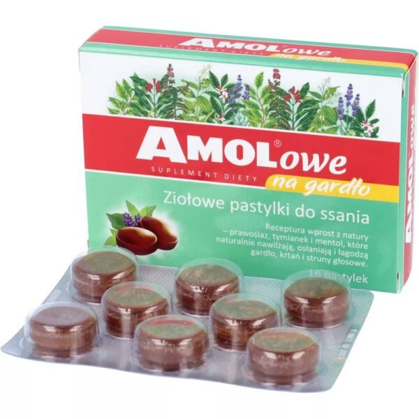 AMOLOWE NA GARDŁO es un complemento alimenticio que contiene ingredientes que ayudan a hidratar y calmar la garganta, la laringe y las cuerdas vocales.