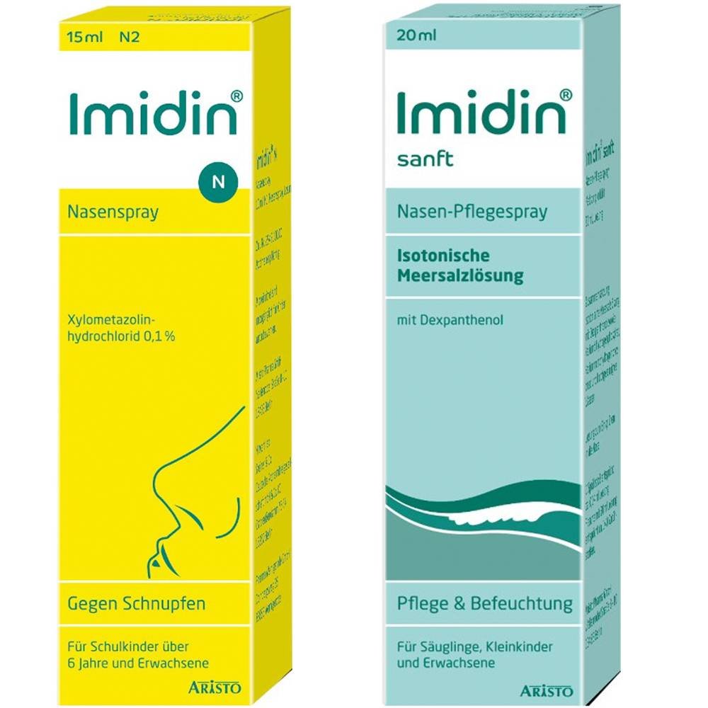 imidin nasenspray nasenpflege set Protects the inflamed nasal mucosa from drying out and maintains the functionality of the mucosal epithelium.