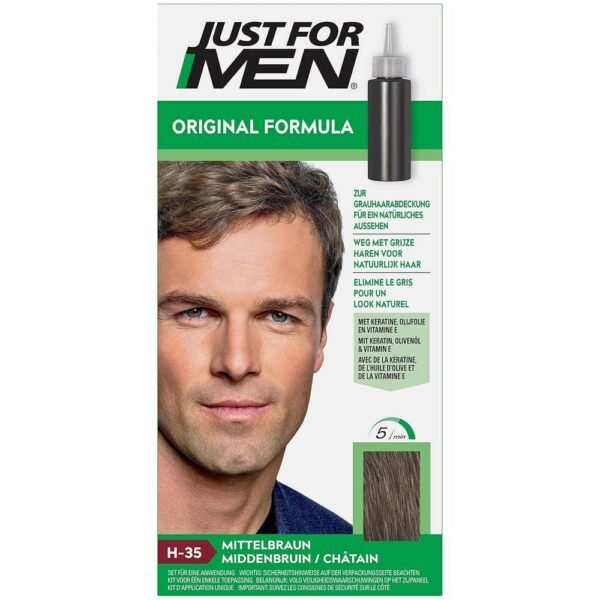 Just For Men Formula es un tinte para el cabello que restaura el color del cabello y elimina las canas, dando un aspecto natural.