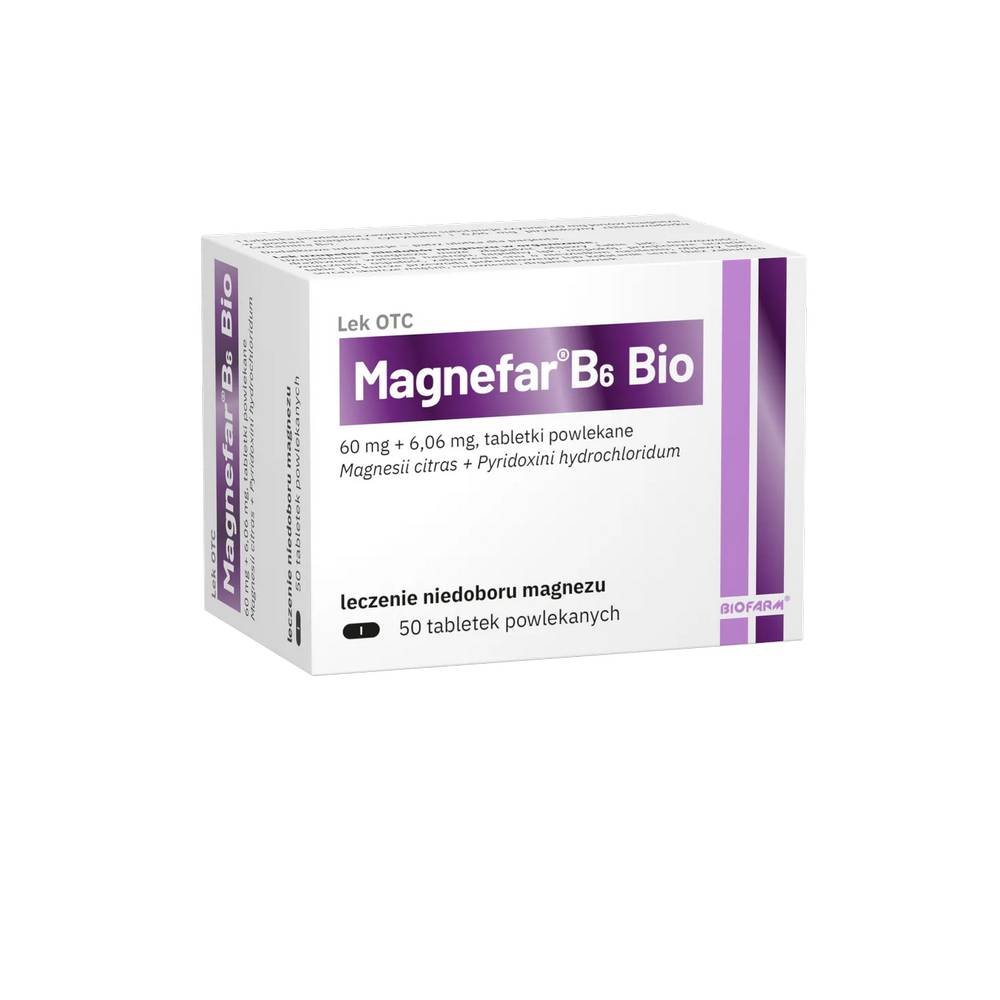 magnefar b6 bio 50 tabl Magnefar B6 Bio es un fármaco utilizado para la prevención y el tratamiento de la deficiencia de magnesio, que puede manifestarse, entre otras cosas, en temblores musculares, fatiga o alteraciones menores del sueño.