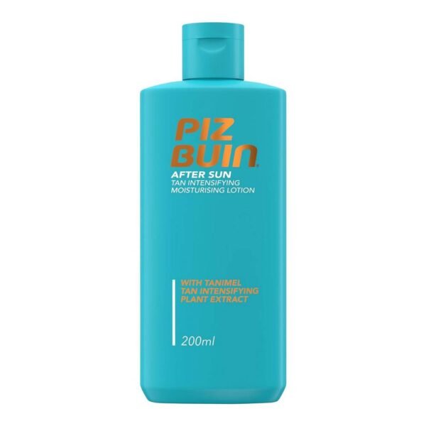 PIZ BUIN After Sun Tan Intensifier 200 ml enhances tanning, supports the production of natural skin pigments for tanning, provides intensive hydration for 24 hours.