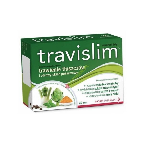 TRAVISLIM es un medicamento destinado a adultos cuyos ingredientes favorecen la digestión de las grasas y la salud del sistema digestivo.