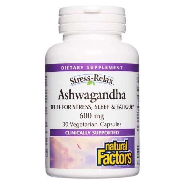 Reduce stress and anxiety -NATURAL FACTORS ASHWAGANDHA 600mg,