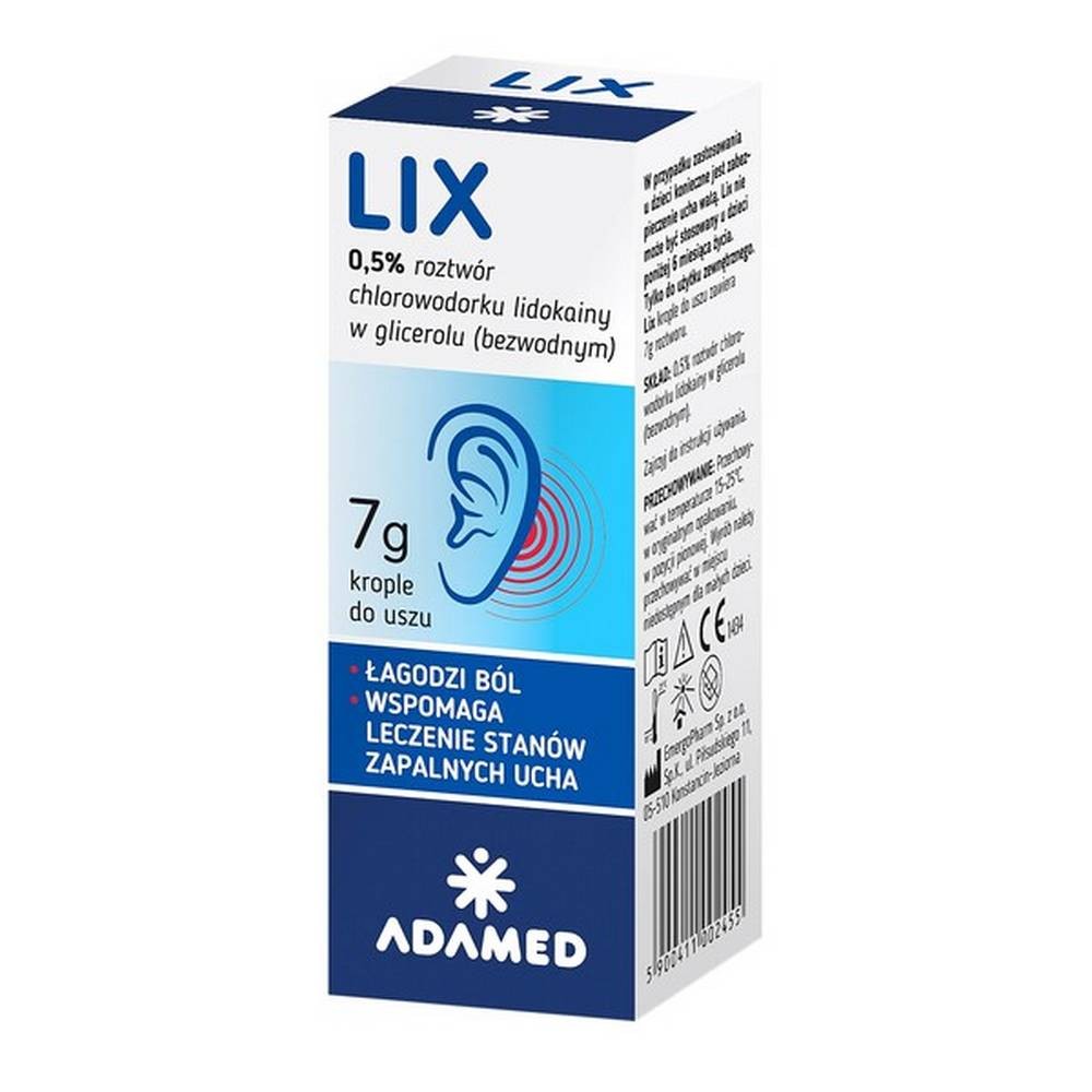 Adamed Lix Ear Drops Lix Krople Do Uszu 0,5% 7g