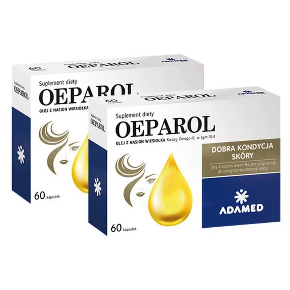 Adamed Oeparol set  evening primrose oil Zestaw Oeparol  olej z nasion wiesiołka  2 x 60