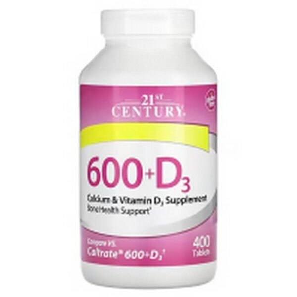 Укрепление костей и зубов-21st Century, 600+D3, Calcium & Vitamin D3 Supplement,