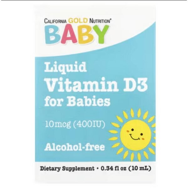 Soutien du système immunitaire - California Gold Nutrition, Baby Vitamin D3 Drops, 10 mcg 400 IU, 0.34 fl oz 10 ml,