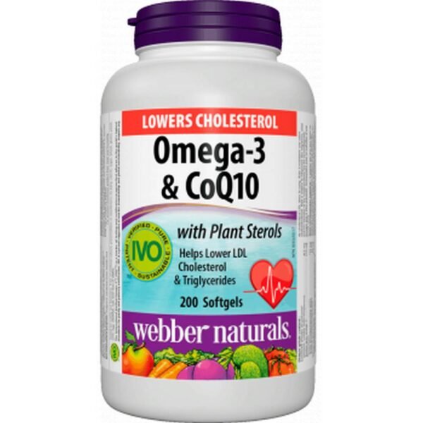 Supports cardiovascular health - WEBER NATURALS Omega-3 with Phytosterols + Coenzyme Q10 softgel caps.,