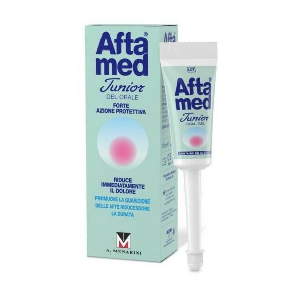 Menarini AFTAMED Junior - calmante para aftas bucales 10 ml tiene un efecto protector y calmante, reduciendo instantáneamente el dolor y favoreciendo la cicatrización de las lesiones bucales.