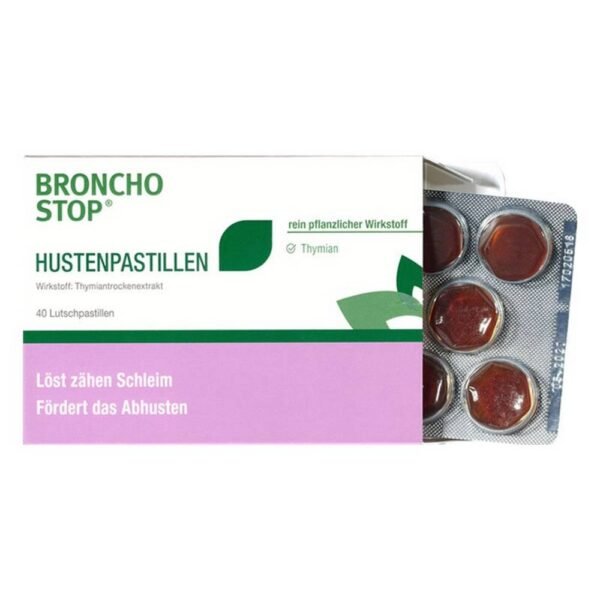 Kwizda Pharma Bronchostop Duo for cough 20 Estos caramelos están hechos con ingredientes naturales y están diseñados para aliviar la tos y los problemas respiratorios. Tienen propiedades antibacterianas y antiinflamatorias.