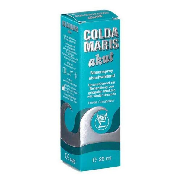 Sigmapharm Coldamaris Acute 20ml, ето назальный спрей, предназначенный для облегчения раздражения слизистой оболочки носа, затрудненного дыхания и симптомов простуды.