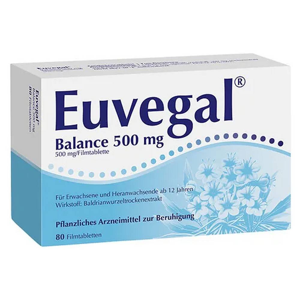 drwillmar schwabe euvegal balance 500 mg 80 The high-dose valerian medicine is a very well-tolerated and effective remedy to soothe over-stimulated nerves and promote sleep.