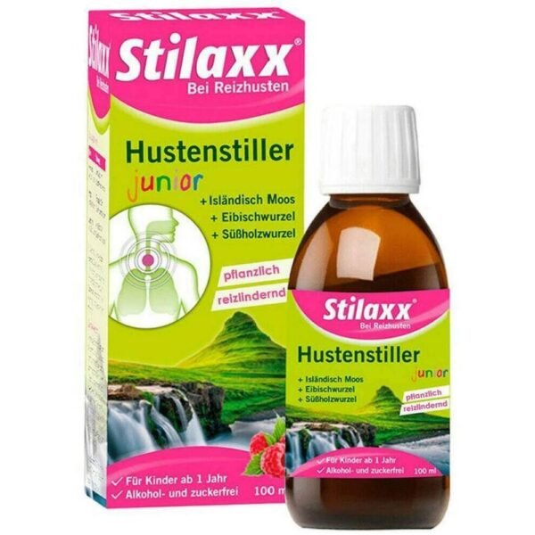 Kosan Pharma Stilaxx cough drops for children 100ml Es un remedio a base de ingredientes naturales que calma la irritación de las vías respiratorias y reduce la tos.