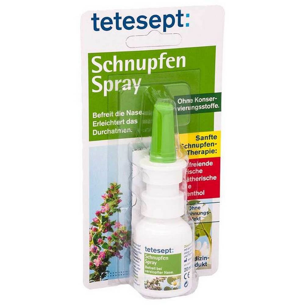tetesept schnupfen 20ml Merz Tetesept Cold 20ml Это назальный спрей, предназначенный для лечения затруднений дыхания и заложенности носа.