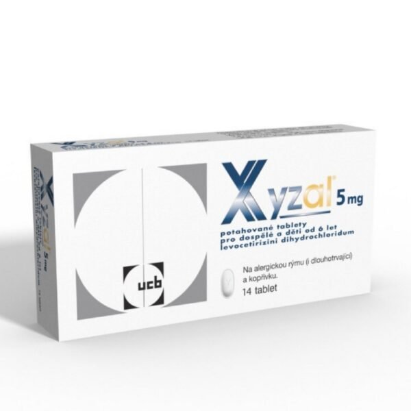 Xyzal 5 mg, 14 Film-coated Tablets – an antihistamine from France, used to relieve symptoms of allergic rhinitis (hay fever) and urticaria (hives), such as itching, sneezing, and runny nose.