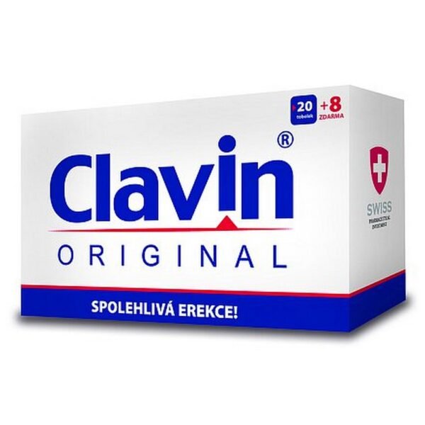 Clavin Original 20 + 8 cápsulas-suplemento dietético destinado a mejorar la función y el rendimiento sexual masculino.