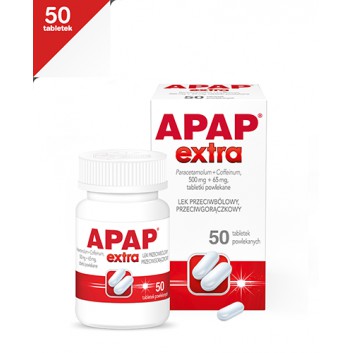 Apap Extra (500 mg Paracetamol + 65 mg Caffeine), 50 film-coated tablets