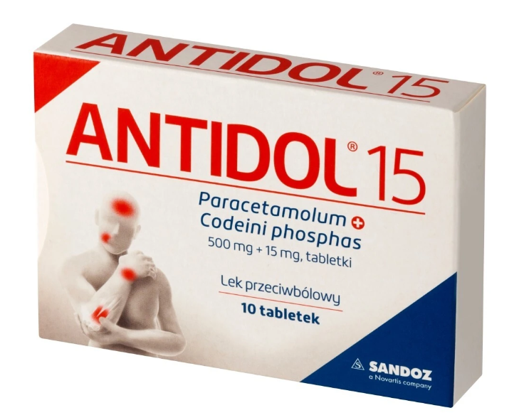 Antidol 15 (500 mg Paracetamol + 15 mg Codeine), 10 tablets