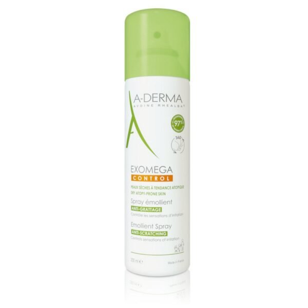 A-Derma Exomega Control Emollient Spray 200ml is a soothing, non-greasy spray for very dry, atopic, and irritated skin.
