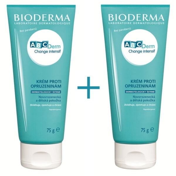 Bioderma ABCDerm Change Intensif 75g 1+1, protective diaper cream for sensitive baby skin, prevents irritation and soothes redness, fragrance-free and dermatologically tested.