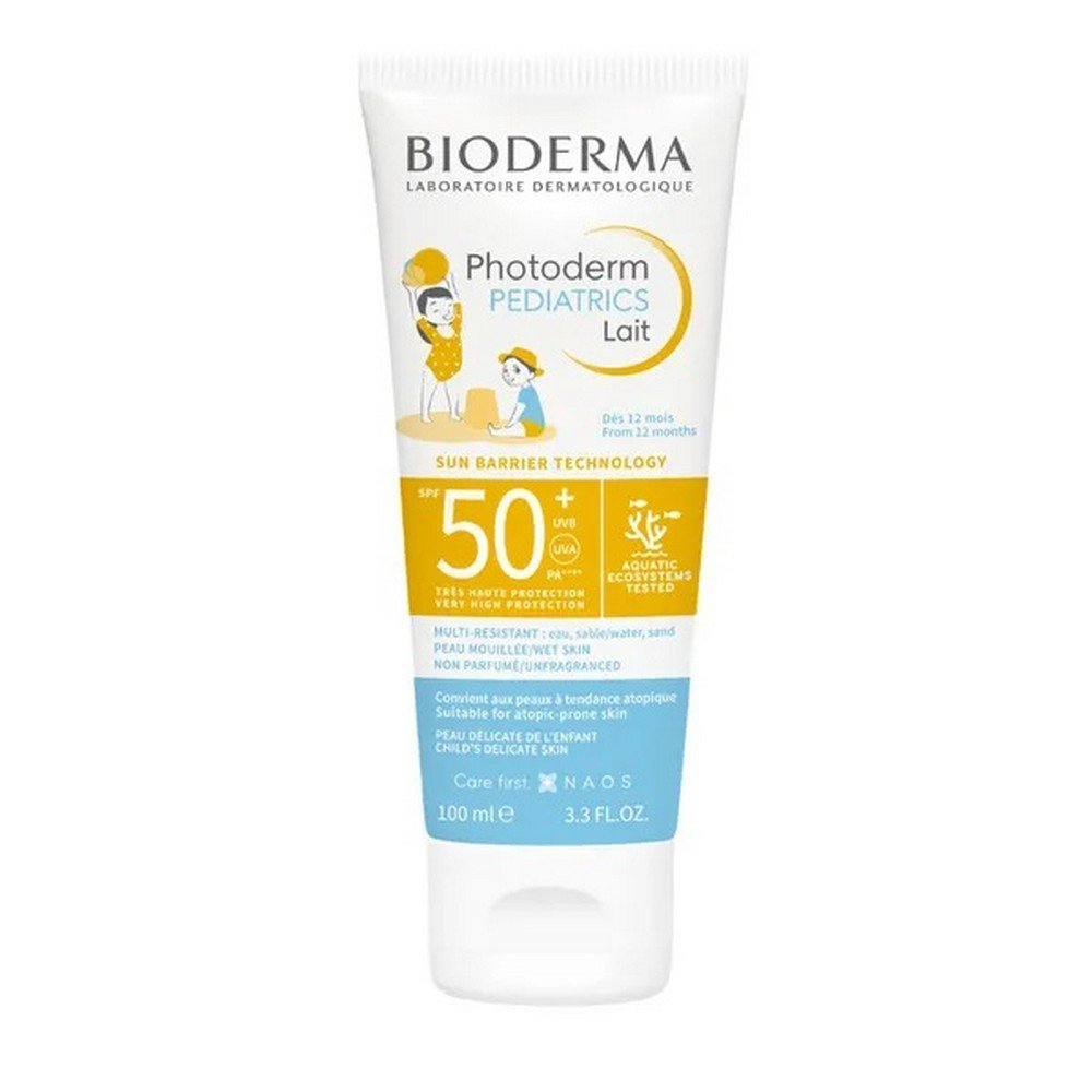bioderma photoderm pediatrics milk spf50 100ml Bioderma Photoderm Pediatrics Milk SPF 50+ 100ml, high sun protection for children's sensitive skin, moisturizing and water-resistant formula, dermatologically tested.
