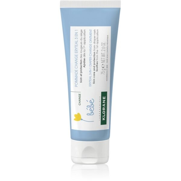 Klorane Bébé Eryteal Diapering Ointment 3-in-1 75ml, soothes, repairs, and protects delicate baby skin, enriched with organic calendula, ideal for preventing irritation.