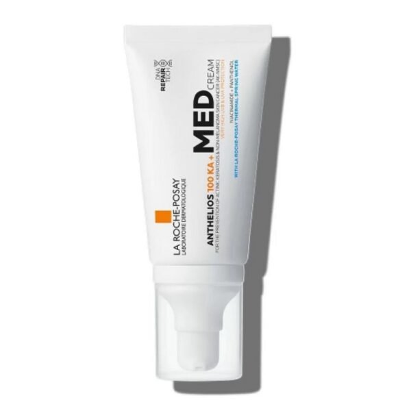 La Roche-Posay Anthelios 100 KA+ MED Cream SPF 50+ 50ml, advanced high sun protection with a powerful formula designed for very sensitive skin, helps prevent sun damage and skin aging, provides hydration and is water-resistant.