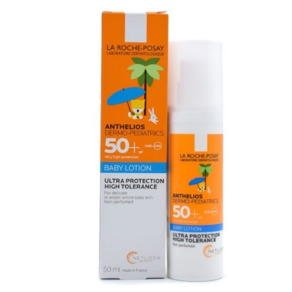 La Roche-Posay Anthelios Bébé Babies SPF 50+ 50ml, very high sun protection for babies' sensitive skin, hypoallergenic and water-resistant formula, provides gentle and effective protection from harmful UV rays.