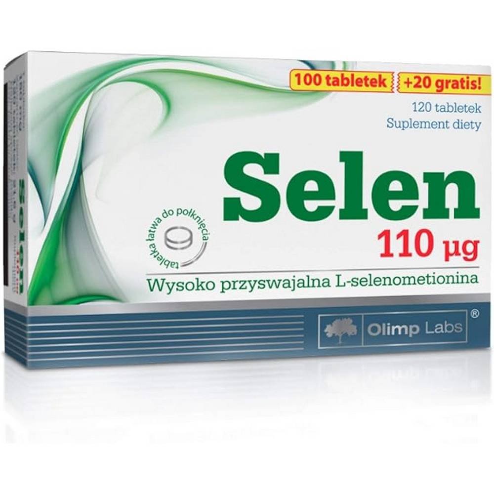 olimp selenium 110 mcg 120 Olimp Selen 110 ug 120 tabs - es un suplemento dietético que apoya la glándula tiroides, protege contra el estrés oxidativo dañino, mejora la condición del cabello, la piel y las uñas - funciona muy bien como un apoyo para una apariencia joven y saludable, especialmente para las mujeres; contiene selenio en forma de selenometionina.